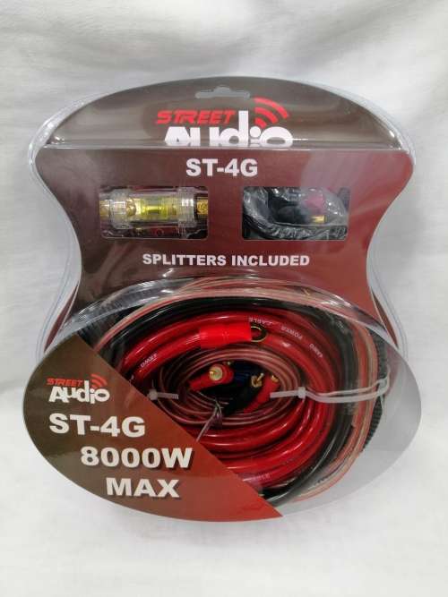 STREET AUDIO 4 GAUGE PROFESSIONAL CAR AUDIO WIRING KIT WITH 2 SPLITER FOR 4CH AMP